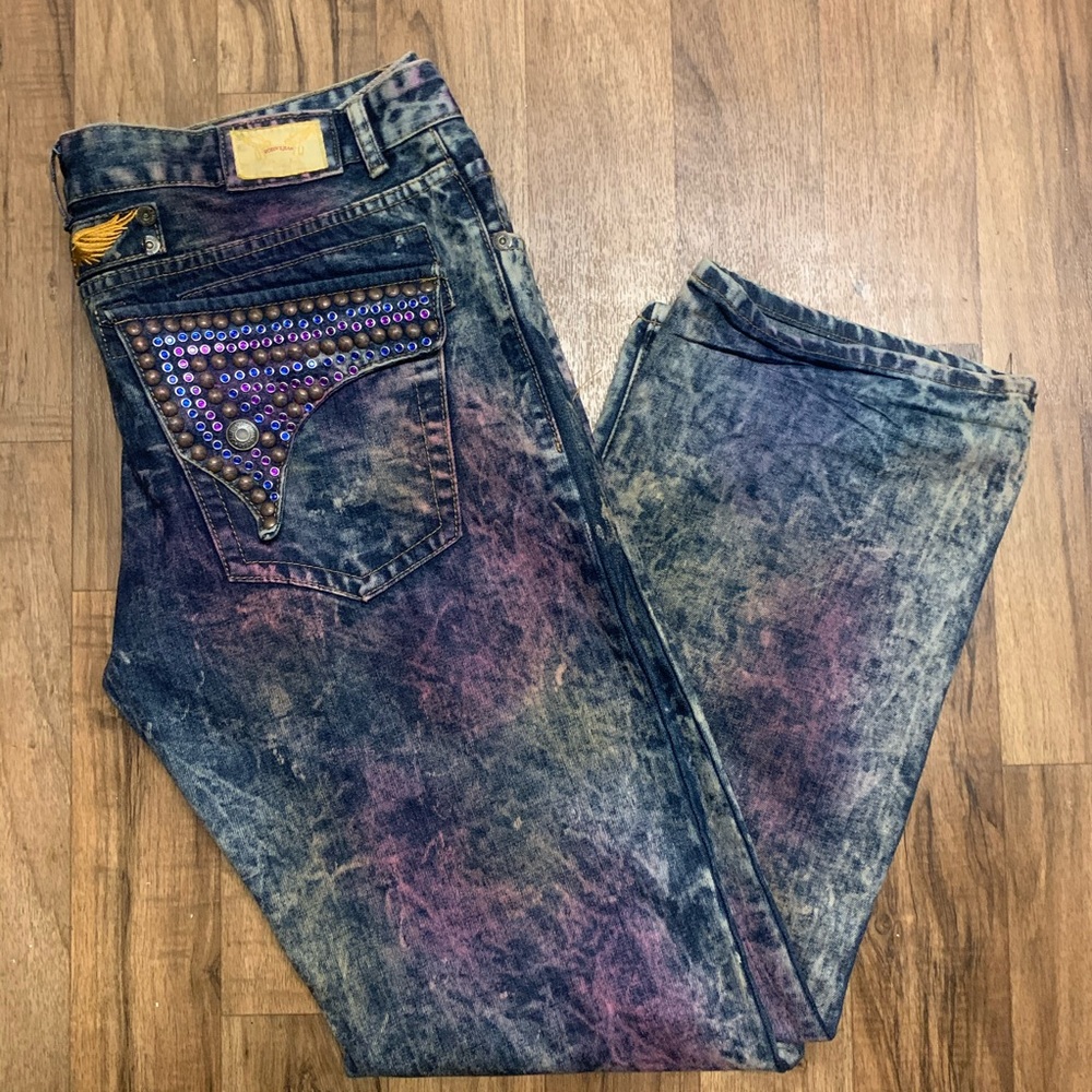 Robins Jeans Studded Pocket Flap Dyed Size 40x32